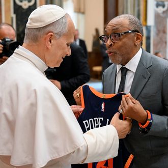 Spike Lee Gifts Pope Leo Custom Knicks Jersey at Vatican
